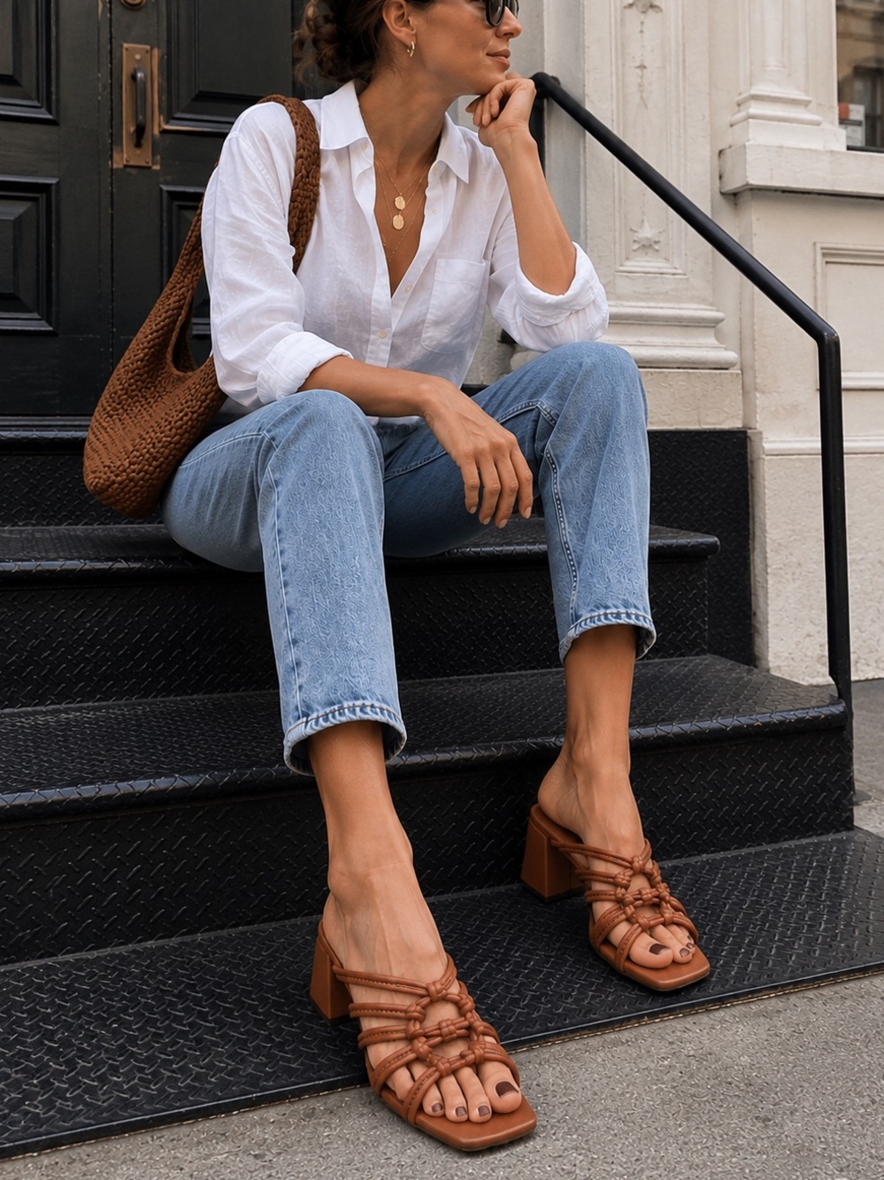 Staud Adeline Leather Knotted Block Heels